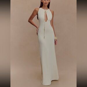 MESHKI ivory beryl slinky maxi dress size small
